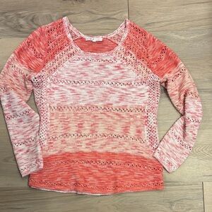 Cleo Coral and Pink Long Sleeve Knit Top